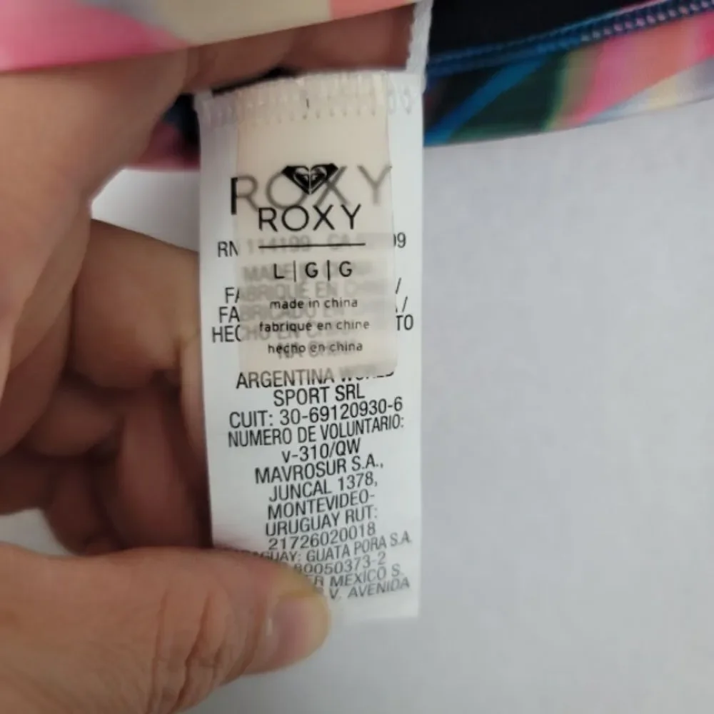 Roxy Large Swim Bra Racerback Colorful Botanical print Swimsuit Beach Bikini top